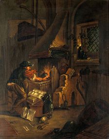 An alchemist in his laboratory, c1650s. Creator: Thomas Wyck