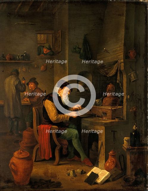 An alchemist in his laboratory, c1680s. Creator: Follower of David Teniers the younger.