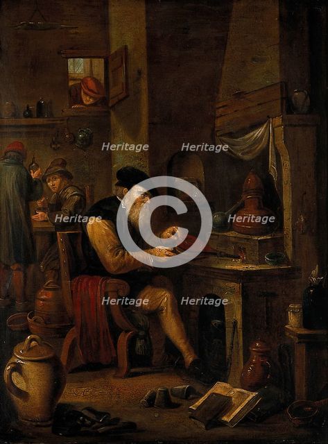 An alchemist in his laboratory, c1680s. Creator: Follower of David Teniers the younger.