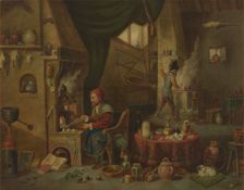 An alchemist in his laboratory, c1680s. Creator: Follower of David Teniers II