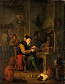 An alchemist in his laboratory, c1680s. Creator: Follower of David Teniers the younger