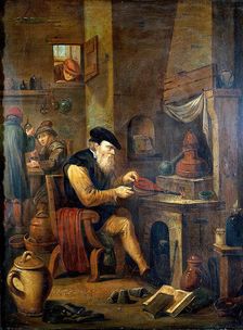 An alchemist in his laboratory, c1680s. Creator: Follower of David Teniers the younger