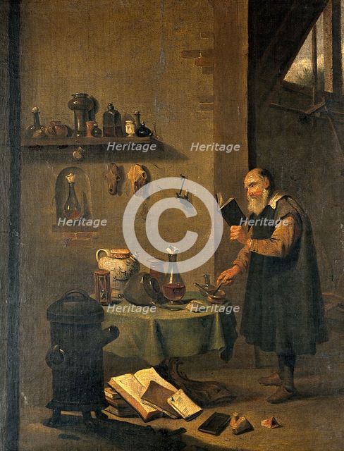 An alchemist in his laboratory, c1680s. Creator: Teniers, David, 1610-1690 (After).