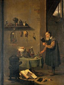 An alchemist in his laboratory, c1680s. Creator: Teniers, David, 1610-1690 (After)