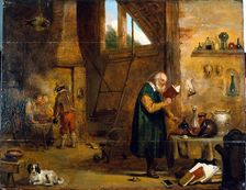 An alchemist in his laboratory. Creator: Follower of David Teniers II