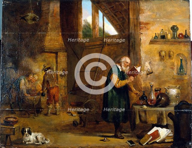 An alchemist in his laboratory. Creator: Follower of David Teniers II.