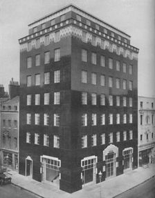 An All-Black Building in London Relieved by a Lace-Like Collar of White c1935