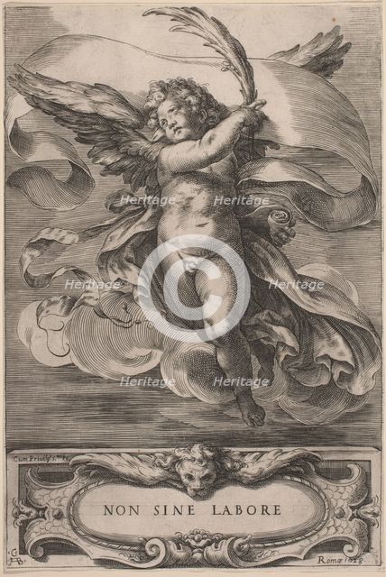 An Allegorical Figure: Non sine labore, 1628. Creator: Cherubino Alberti.