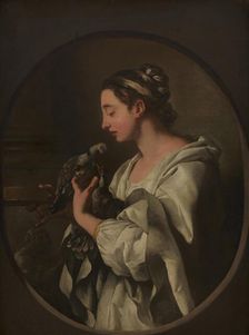 An Allegory, "Conjugal Love"; Young Woman with two Doves, 1741. Creator: Jean Francois de Troy