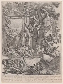 An allegory in honor of the arrival of Cardinal Franciotti as Bishop of Lucca, 1637. Creator: Pietro Testa