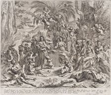 An allegory of painting, who as a child in the centre left draws on a tablet, surrounde..., 1637-38. Creator: Pietro Testa