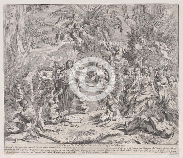 An allegory of painting, who as a child in the centre left draws on a tablet, surrou..., 1650-1700. Creator: Unknown.