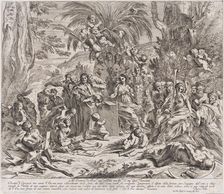 An allegory of painting, who as a child in the centre left draws on a tablet, surrounde..., 1637-38. Creator: Pietro Testa