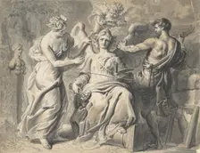 An Allegory of the Arts with Isis and Geometry Attending the Three-headed Figure of..., 17th century Creator: Erasmus Quellinus