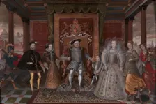 An Allegory of the Tudor Succession: The Family of Henry VIII, ca. 1590. Creator: Unknown
