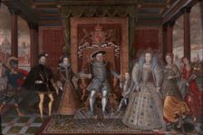 An Allegory of the Tudor Succession: The Family of Henry VIII, ca. 1590. Creator: Unknown