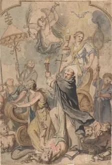 An Allegory of the Triumph over Heresy, with St. Dominic to the Fore, 1650-60. Creator: Abraham Jansz van Diepenbeeck
