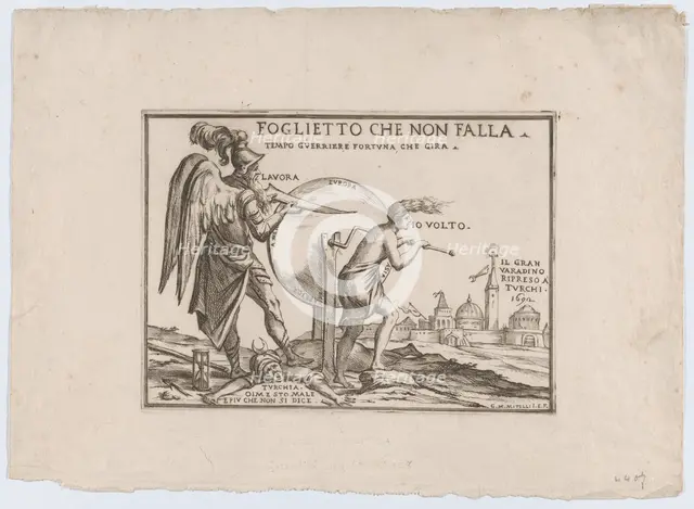 An allegory relating to the fortunes of the Turks, ca. 1692. Creator: Giuseppe Maria Mitelli.