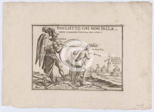 An allegory relating to the fortunes of the Turks, ca. 1692. Creator: Giuseppe Maria Mitelli.