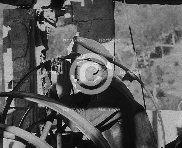 An Allied Officer Using Binoculars, 1944. Creator: British Pathe Ltd.