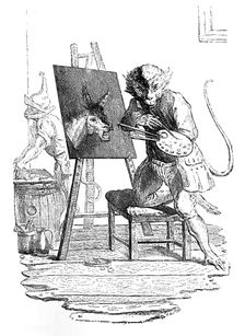 An Ape painting an Ass 1753.Artist: George Bickham