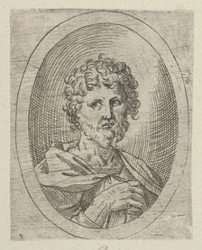 An apostle with a short beard holding a closed book, from Christ, the Virgin, and Thi..., 1600-1640. Creator: Anon