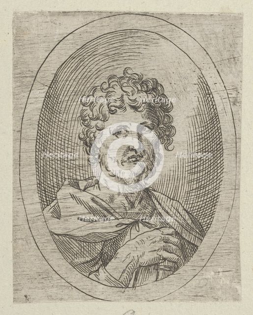 An apostle with a short beard holding a closed book, from Christ, the Virgin, and Thi..., 1600-1640. Creator: Anon.