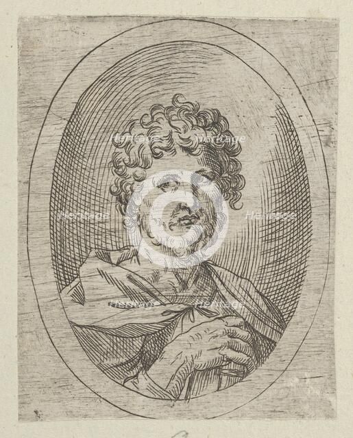 An apostle with a short beard holding a closed book, from Christ, the Virgin, and Thi..., 1600-1640. Creator: Anon.