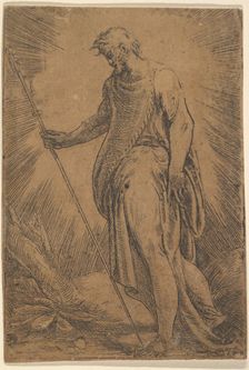 An apostle holding a staff facing left, ca. 1540-60. Creator: Andrea Schiavone