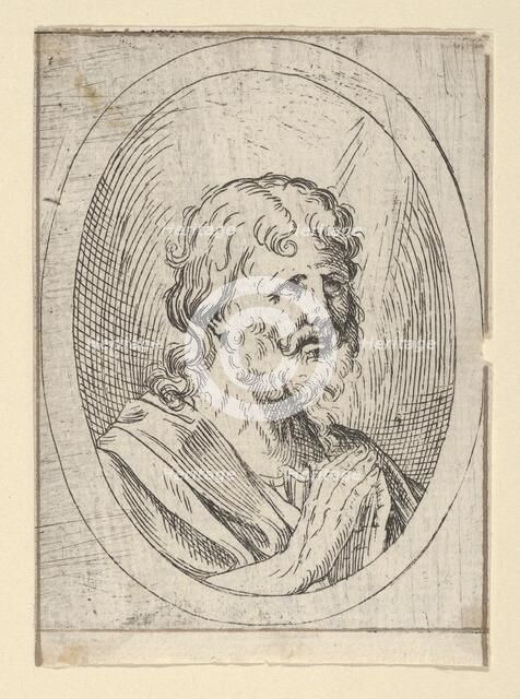 An apostle raising his eyes in prayer, in an oval frame, from Christ, the Virgin, and..., 1600-1640. Creator: Anon.