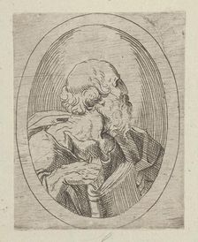 An apostle seen in profile facing right, holding an open book, in an oval frame, from..., 1600-1640. Creator: Anon