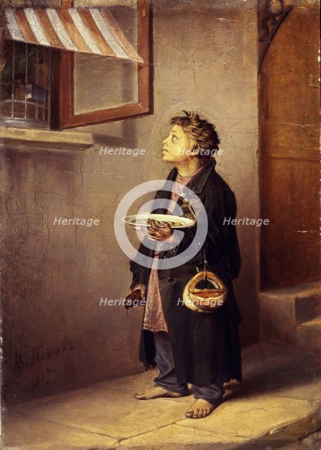 An Apprentice watching a parrot, 1865. Artist: Perov, Vasili Grigoryevich (1834-1882)