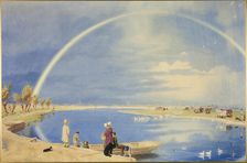 An April Shower: A View from Binsey Ferry Near Oxford, Looking Towards Port..., 1842. Creator: William Turner