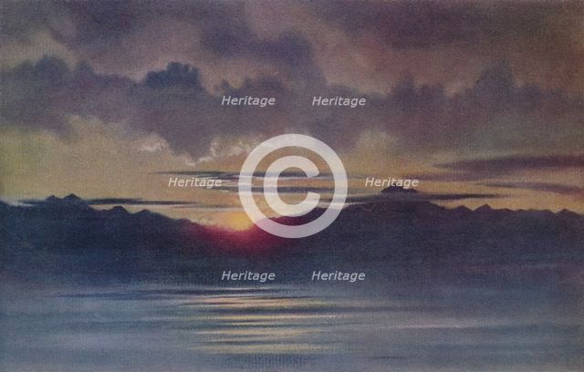 'An April Sunset from Hut Point, Looking West', 1911, (1913). Artist: Edward Wilson.