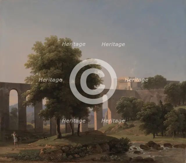 An Aqueduct Near a Fortress, 1807. Creator: Jean-Victor Bertin (French, 1767-1842).