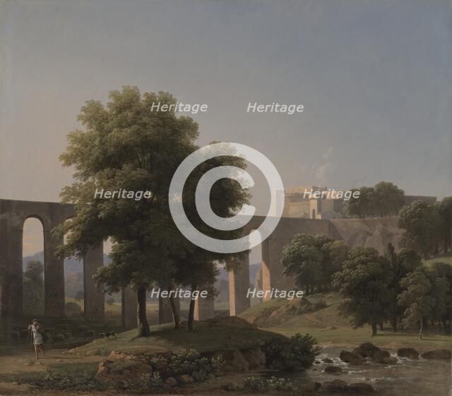 An Aqueduct Near a Fortress, 1807. Creator: Jean-Victor Bertin (French, 1767-1842).
