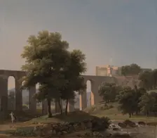 An Aqueduct Near a Fortress, 1807. Creator: Jean-Victor Bertin (French, 1767-1842)