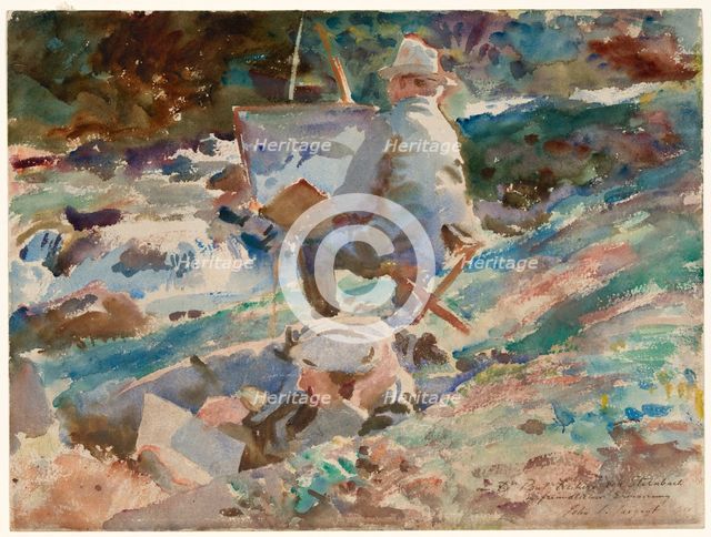 An Artist at His Easel, 1914. Creator: John Singer Sargent.
