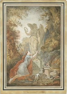 An Artist Adoring a Statue of Virtue, 1783. Creator: Claude Hoin
