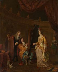 An Artist in his Studio, Painting the Portrait of a Lady, 1707. Creator: Ludolf Bakhuizen