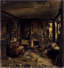An artist's dressing room at the Opera-Comique, after the fire of May 15, 1887. Creator: Henri-Martin Vos