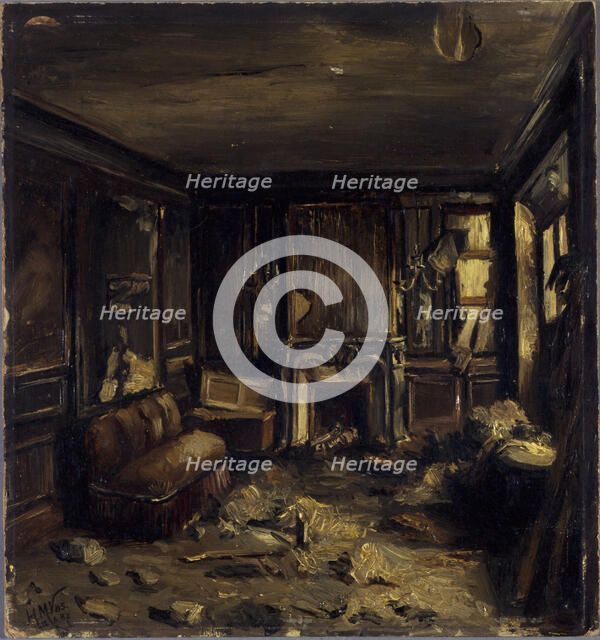 An artist's dressing room at the Opera-Comique, after the fire of May 15, 1887. Creator: Henri-Martin Vos.