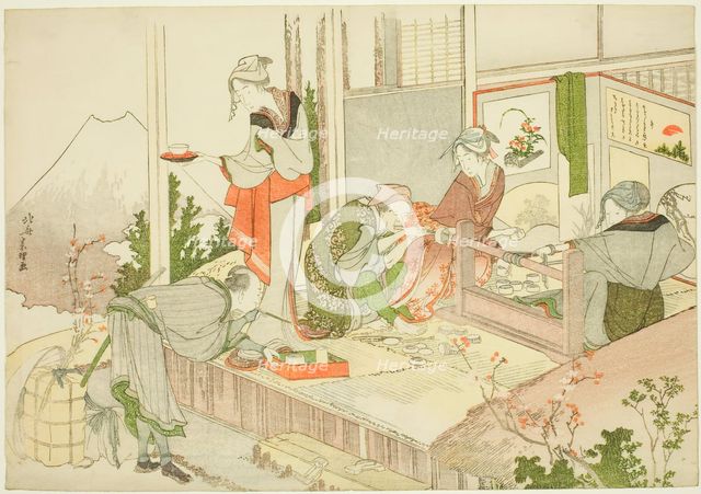An Artisan’s Shop, from the album The Mist of Sandara (Sandara kasumi), Japan, 1798. Creator: Hokusai.