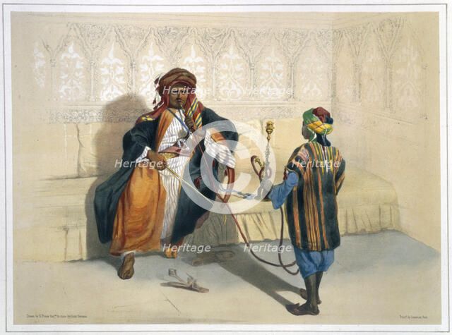 An Arab sheikh smoking, 1848. Artist: Saint Germain