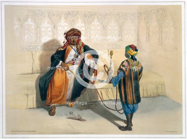 An Arab sheikh smoking, 1848. Creator: Saint Germain.