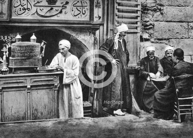 An Arabian coffee house, Cairo, Egypt, c1920s. Artist: Unknown