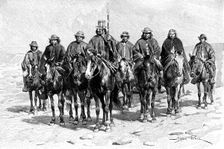An Araucanian (Mapuche) chief and his staff, Chile/Argentina, 1895