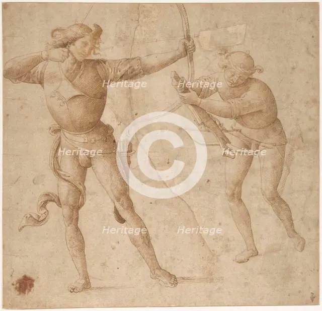 An Archer and an Arbalist, c. 1500. Creator: Perugino (ca. 1450-1523).