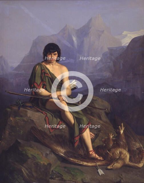 An archer resting after killing an eagle, 1817-1852. Creator: Heinrich Eddelien.