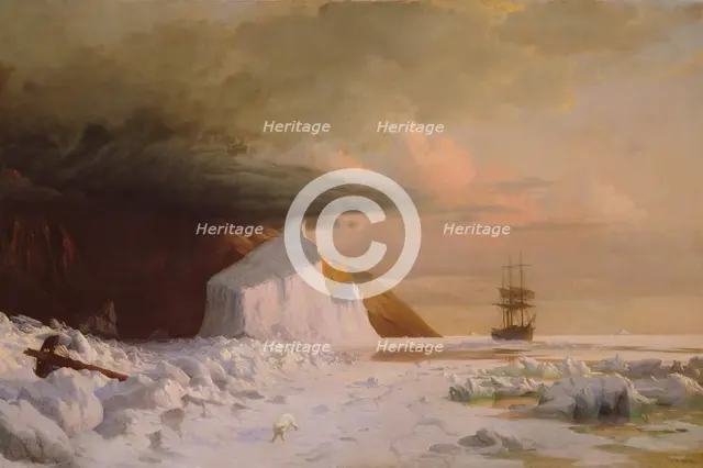 An Arctic Summer: Boring Through the Pack in Melville Bay, 1871. Creator: William Bradford.